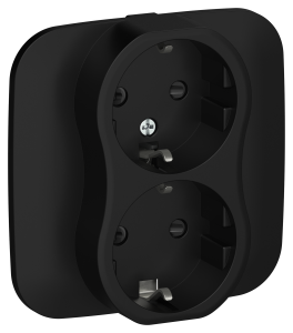 Розетка 2-местная с заземлением и шторками IEK Flite FI-R24A-16-K02 черный