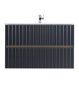Тумба с раковиной Art&Max Elegant AM-ELEGANT-900-2C-SO-GM-LED подвесная, серый матовый