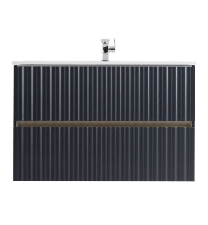 Тумба с раковиной Art&Max Elegant AM-ELEGANT-900-2C-SO-GM-LED подвесная, серый матовый