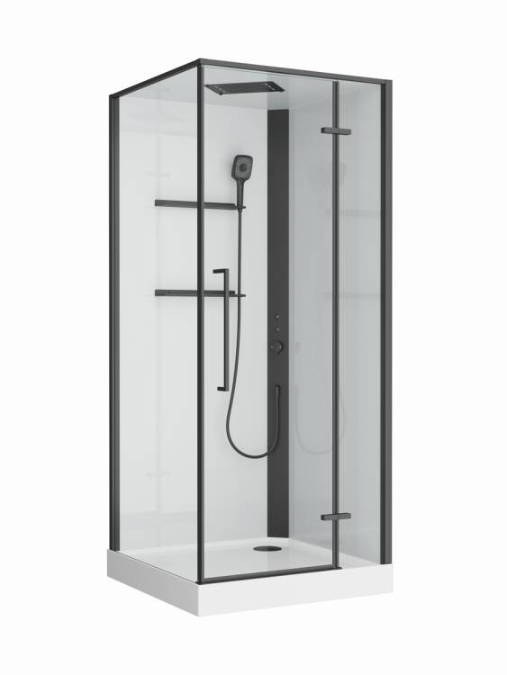 Душевая кабина BelBagno UNO-CAB-A-1-90-C-NERO-Bi-TOP-R правая, 90x90x213