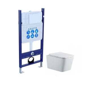 Унитаз с инсталляцией Aquatek Либра New-14 с крышкой-сиденьем микролифт