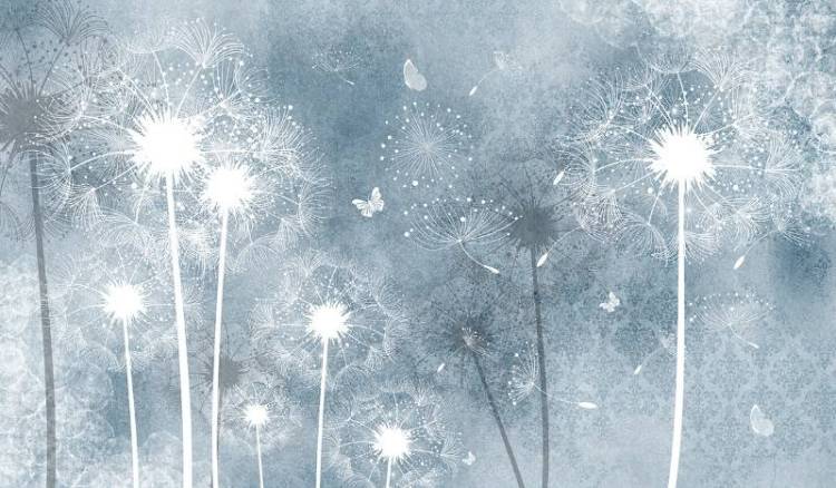 3D Фотообои Artegrafico «Загадочные одуванчики в голубых тонах» EK-007 канвас