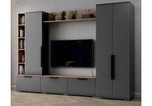 Модульная гостиная Woodville Филеста 664936 графит / дуб вотан