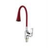 Смеситель для кухни Fashun A4253+B16 с гибким изливом, хром, красный