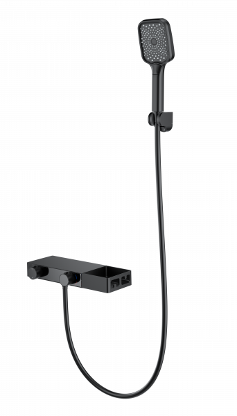 Смеситель для ванны Wonzon & Woghand WW-B2551-A-MB с душем и термостатом, черный матовый