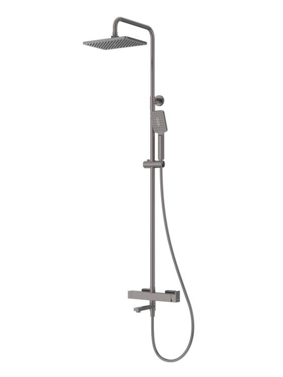 Душевая стойка Cezares SLIDER-CVD-GM с тропическим душем и поворотным изливом, оружейная сталь