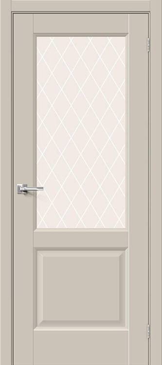 Межкомнатная дверь Bravo Неоклассик-33 полотно Cream Silk, стекло White Сrystal 900x2000