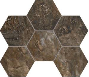 Мозаика Estima Bernini 67344 Mosaic/BR04_NS/25x28,5/Hexagon Hexagon Dark Brown неполированная 25x28,5