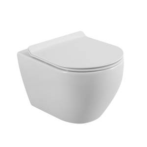 Унитаз подвесной Cezares Stylus CZR-513-TH-R/CZR-076-SC безободковый, с сиденьем микролифт, белый
