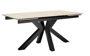 Стол Дик DikLine SFE140 00-00075478 krater perla, подстолье черное, опоры черные 140(200)x80x77