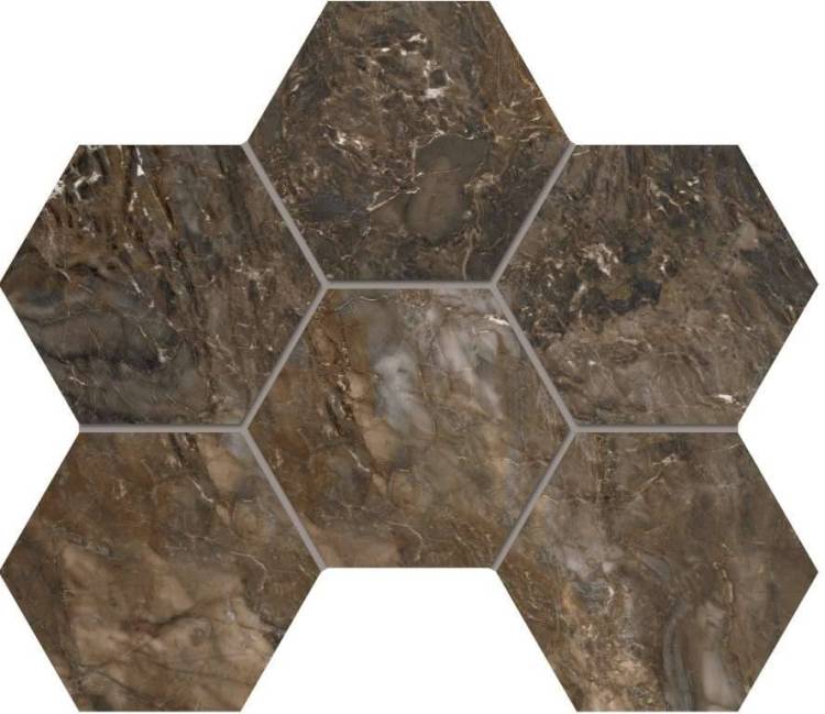 Мозаика Estima Bernini 67344 Mosaic/BR04_NS/25x28,5/Hexagon Hexagon Dark Brown неполированная 25x28,5