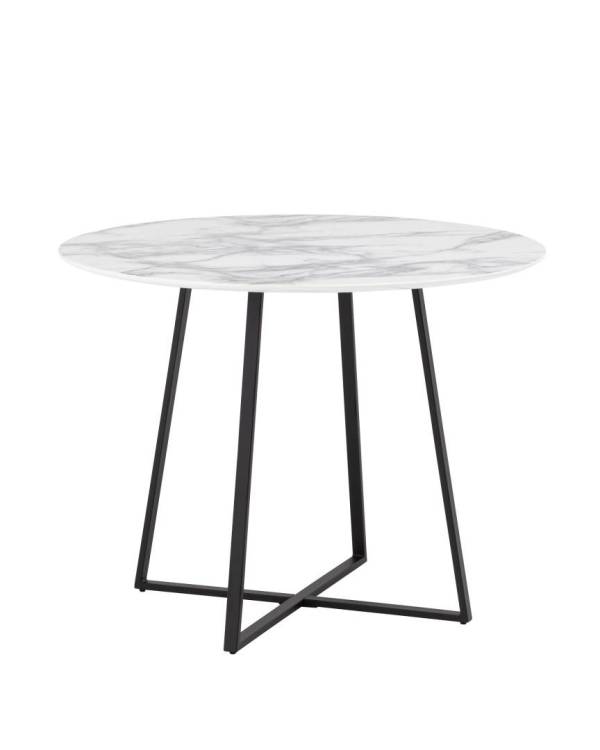 Стол обеденный Stool Group Дакота FDC8004 top wh.marble DUAL белый мрамор ножки черные 100x100x76