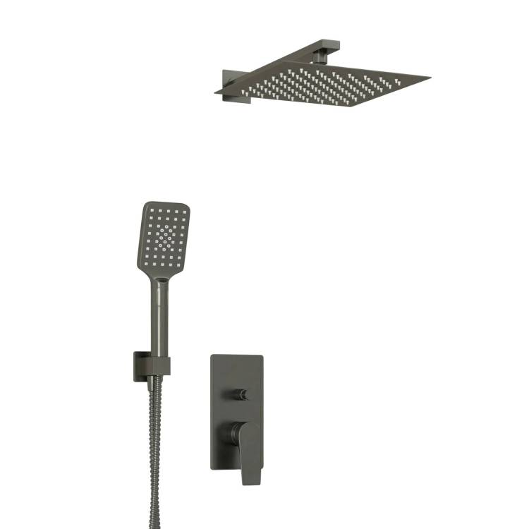 Душевой комплект Wasserkraft A84202 с верхней душевой насадкой, оружейная сталь, встраиваемый, с лейкой