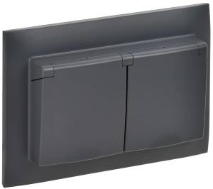 Розетка 2-местная с крышкой IEK Skandy SK-R26-16-44-K48-F титан