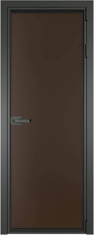 Межкомнатная дверь Profil Doors 1 AV цвет профиля Серая ночь, стекло безопасное 6 мм монохром шоколад 600x2000