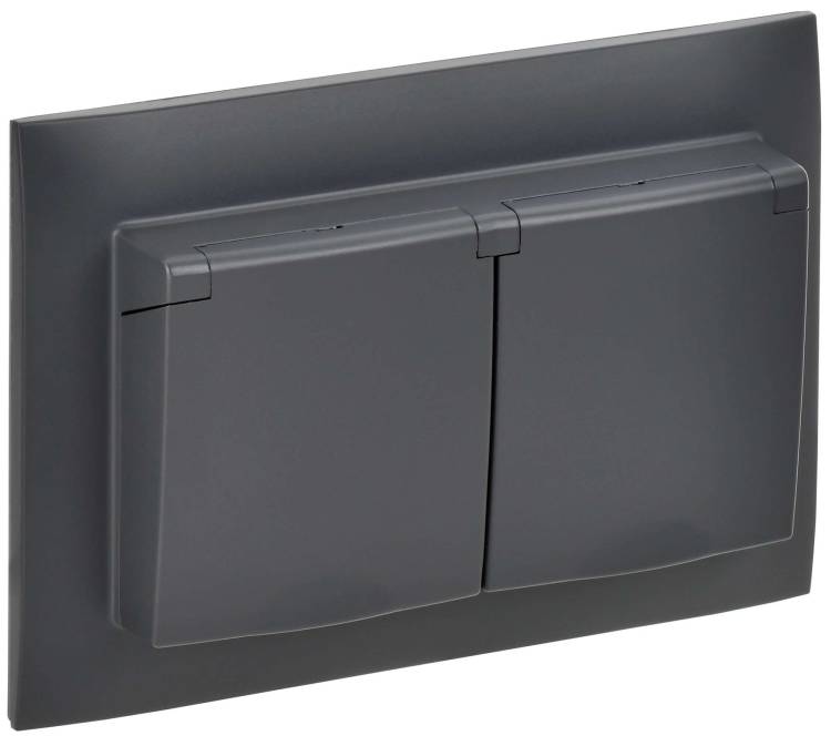 Розетка 2-местная с крышкой IEK Skandy SK-R26-16-44-K48-F титан