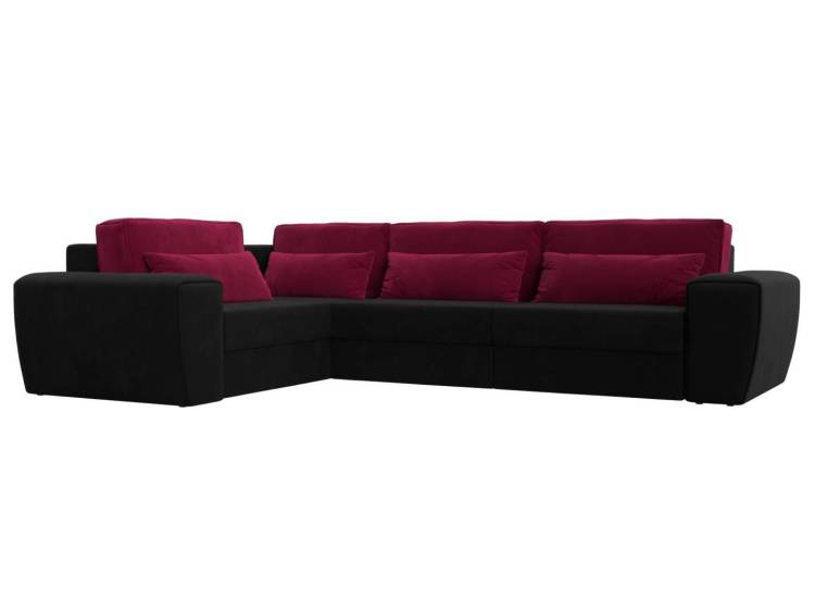 Диван угловой Лига Диванов Лига-008 Long 118777L черный, бордовый, левый