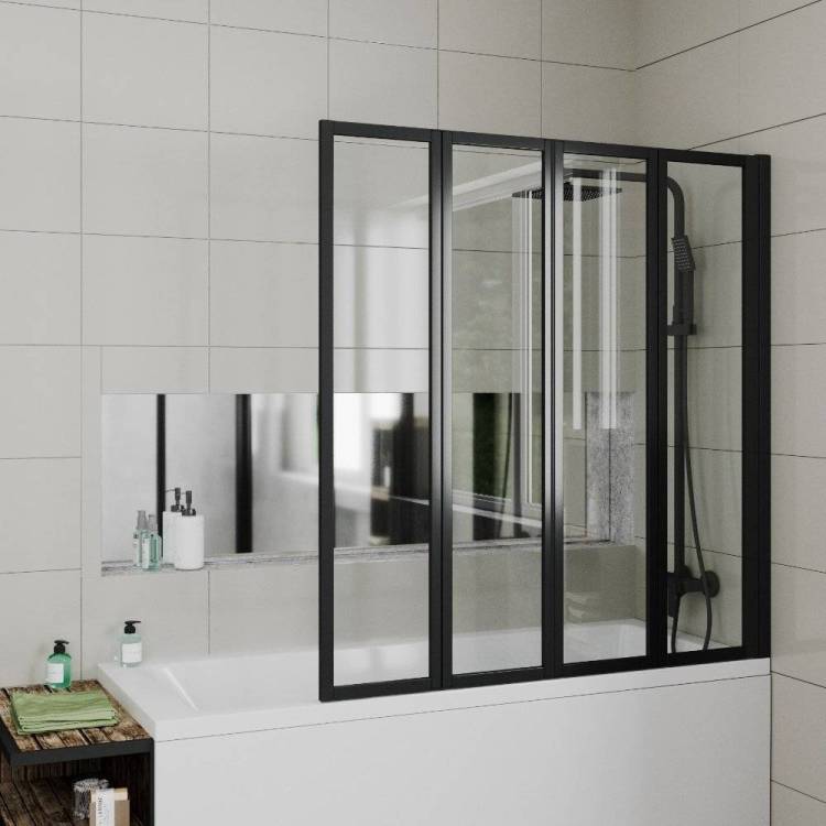 Шторка на ванну Cerutti Spa Bouna-B 130 см, профиль черный