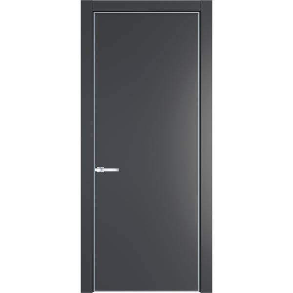 Межкомнатная дверь Profil Doors 1 PA полотно Графит, профиль серебро 800x2000
