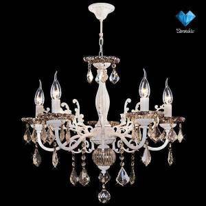 Подвесная люстра Eurosvet Elisha 3281/5 белый с золотом/тонированный хрусталь Strotskis