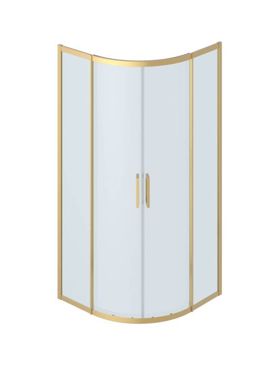 Душевой уголок Cezares PLANE-R-2-90-C-BORO профиль брашированное золото, стекло прозрачное, 90x90x195