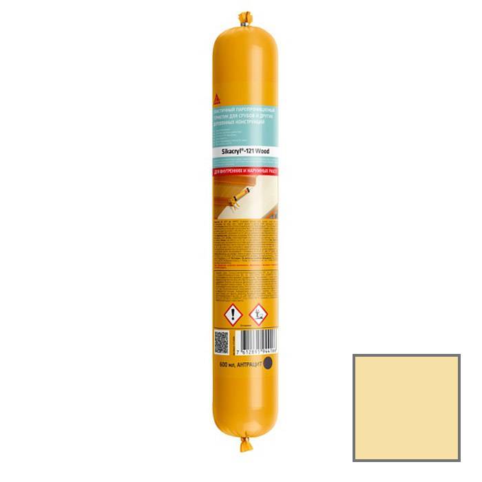Герметик Sika Sikacryl-121 Wood паропроницаемый акриловый для деревянных конструкций 771901 Бежевый Туба 600 мл