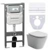 Комплект Унитаз подвесной Ceramica Nova Balearica CN6000 + Система инсталляции Envision CN1002W с белой кнопкой смыва и шумоизоляционной панелью CN1000