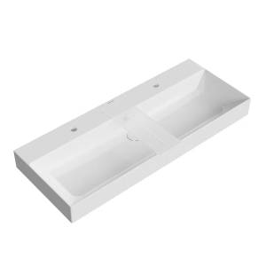 Раковина Kerama Marazzi Grande GR.wb.120.2 мебельная\подвесная 120 c двумя отверстиями под смесители, белая глянцевая