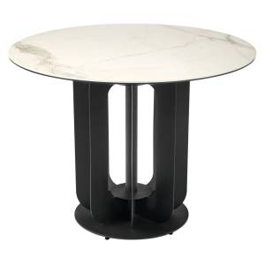 Стол Bradex Home Korfu RF 0654 керамогранит светлый мрамор с чёрной ножкой 100x100x75