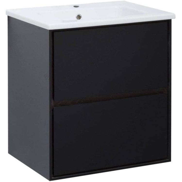 Тумба с раковиной Aquanet Милан 00269306 60 черный глянец