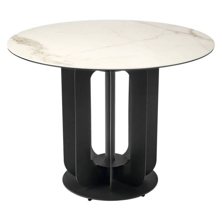 Стол Bradex Home Korfu RF 0654 керамогранит светлый мрамор с чёрной ножкой 100x100x75
