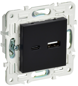 Розетка USB type A+C IEK Skandy SK-U22-018-K02 черный