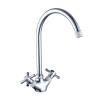 Смеситель для кухни Decoroom DR51 DR51028-White двуручный с высоким повортным изливом Хром/белый