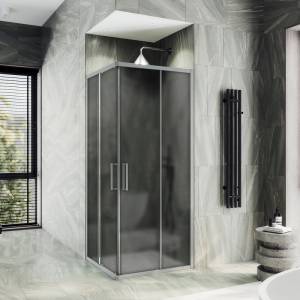 Душевой уголок MaybahGlass MGY-1329-5 профиль хром матовый, стекло графит матовый, 90x90x195