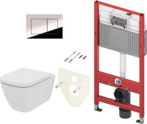 Комплект Унитаз подвесной Ideal Standard I.Life B T461401 безободковый, euro white с микролифтом, euro white + Инсталляция TECE Now 9400412 4 в 1 с кнопкой смыва
