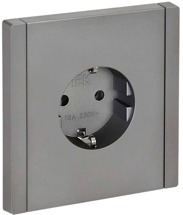 Розетка 1-местная с заземлением IEK Forte&Piano FP-R11-16-1-K46 сталь