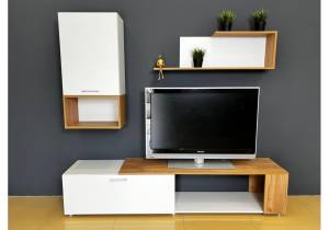 Стенка в гостиную  Woodville Одди 554967 белый/дуб золотой