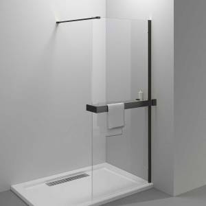 Душевая перегородка Vincea Walk-In HR VSW-4HR100CLB 1000x2000, профиль черный, стекло прозрачное