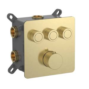 Термостатический смеситель AQUAme AQM8812BG с регулировкой напора, с внутренней частью, золото шлифованное