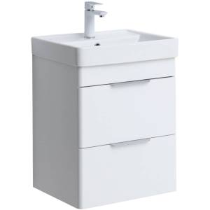Тумба с раковиной Aquanet Ирис new 00310143 50 белый глянец, 2 ящика