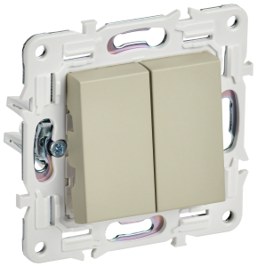 Выключатель 2-клавишный проходной IEK Skandy SK-V22-0-10-K10 бежевый