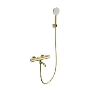 Смеситель для ванны Wonzon & Woghand WW-A2006-A1-BG термостатический, с душевым гарнитуром, брашированное золото