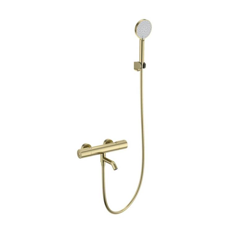 Смеситель для ванны Wonzon & Woghand WW-A2006-A1-BG термостатический, с душевым гарнитуром, брашированное золото