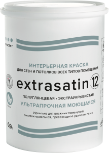 Краска интерьерная влагостойкая Vincent Extrasatin 12 полуглянцевая база C 0.9 л