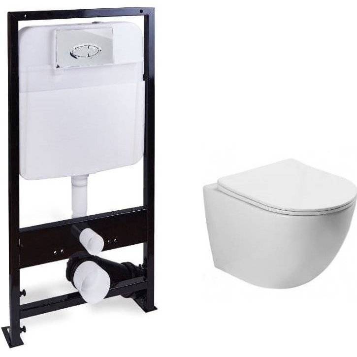 Унитаз с инсталляцией SantiLine SL-5005 + SL-01 с кнопкой