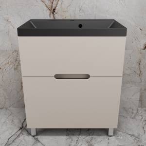 Тумба с раковиной Style Line Матис 70 напольная, крем, раковина антрацит, 82x70x45