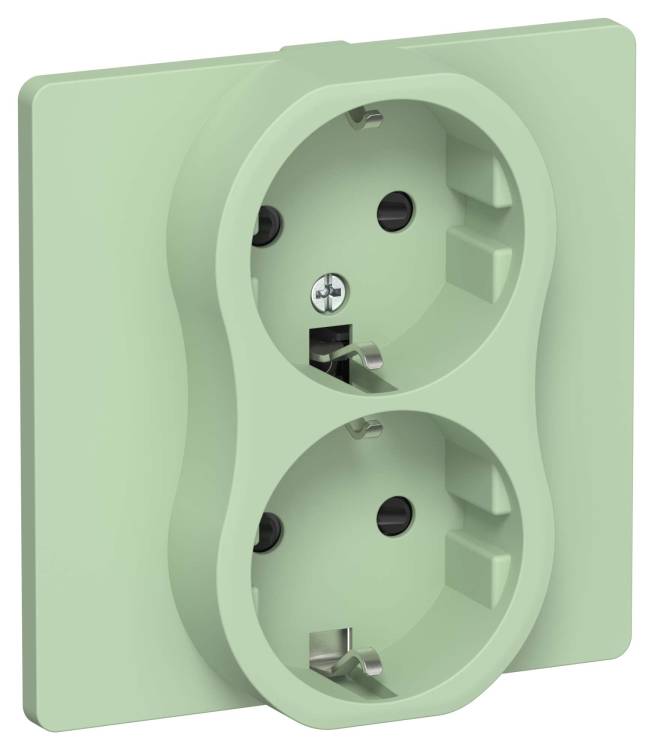 Розетка 2-местная с заземлением и шторками IEK Flite FI-R24C-16-1-K93 фисташковый