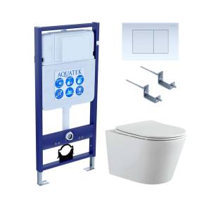 Унитаз с инсталляцией Aquatek Вега-009 4в1 с белой глянцевой кнопкой