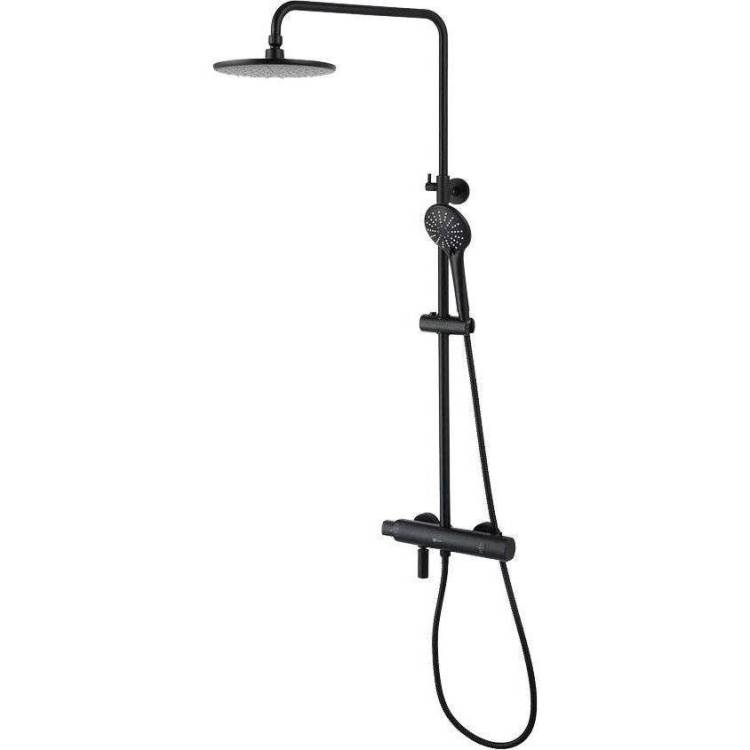 Душевая стойка Lemark Bronx LM3772BL черная, с термостатом
