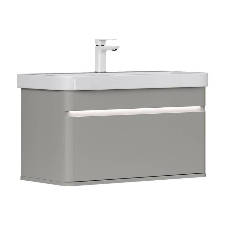 Тумба с раковиной Equil Elegante 80 подвесная, с подсветкой, амарок, белый